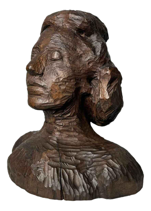 Antique Carved Wooden Female Bust