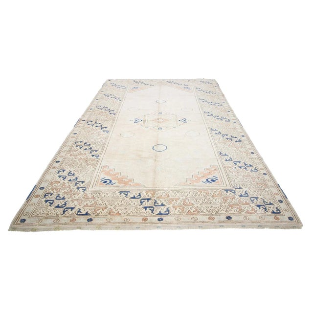 Handknotted vintage rug from Milas region of Turkey. Approximately 50-60 years old. In very good condition