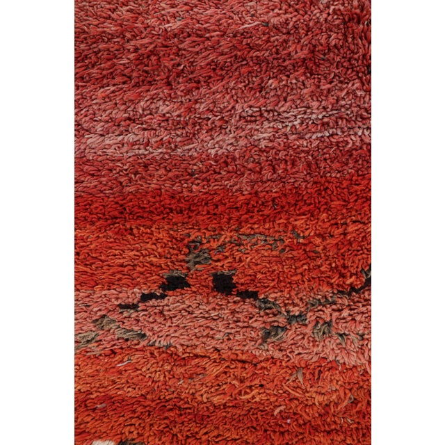 Moroccan Vintage Moroccan Rug in Red With High Pile Stripes and Striae, From Rug & Kilim For Sale - Image 3 of 7