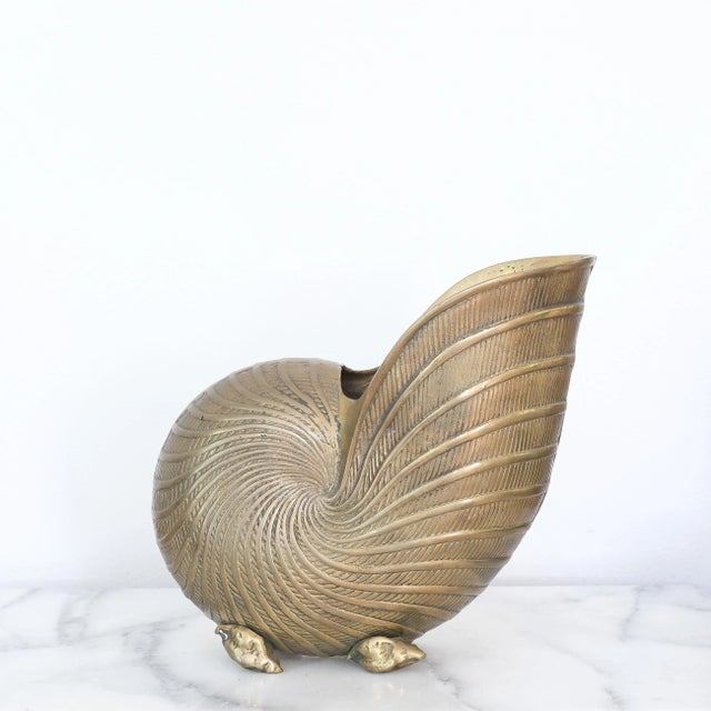 Mid 20th Century Nautilus Brass Champagne Bottle Holder For Sale - Image 4 of 4
