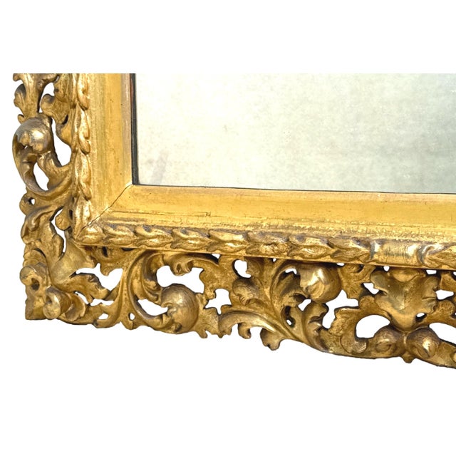 Early 19th Century Antique Florentine Rectangular Giltwood Wall Mirror, 1820 For Sale - Image 5 of 10