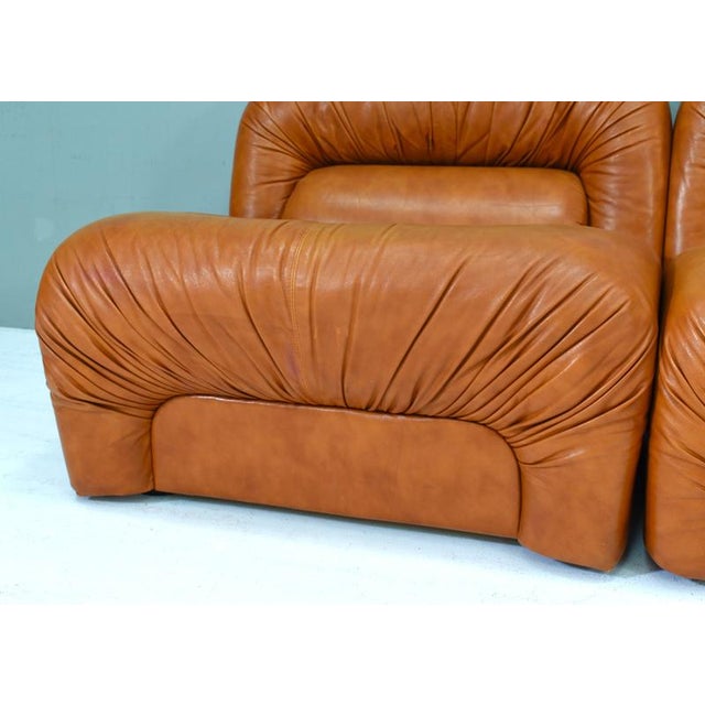 Sectional Sofa in Cognac Leather by Rossi Di Albizzate, Italy, 1970s, Set of 5 For Sale - Image 16 of 18