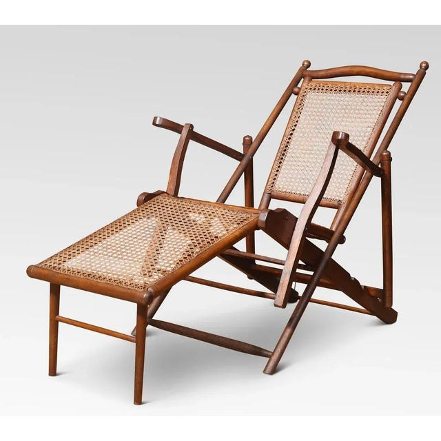 Wood Walnut Framed Folding Steamer Deck Chair, 1890s For Sale - Image 7 of 9