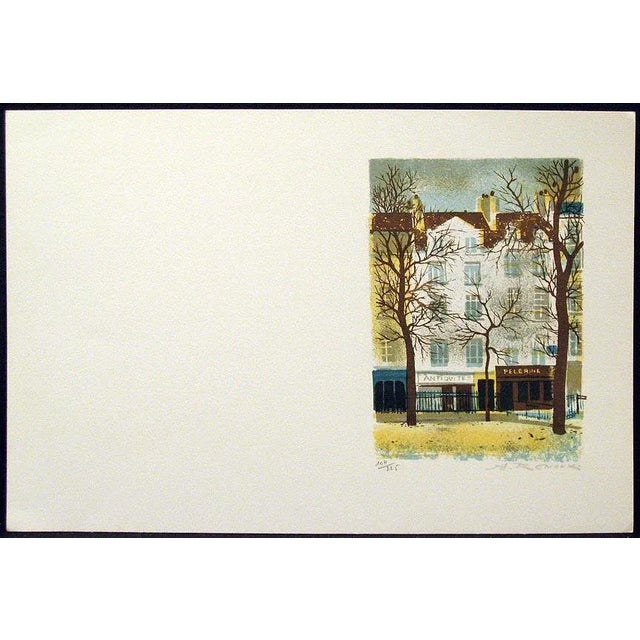 "Pellegrine" Unframed limited edition lithograph on paper by French artist Andre Renoux. Hand signed by the artist in...