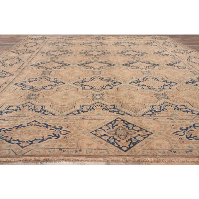 Tan Mid 20th Century Mid 20th Century Vintage Persian Kerman Rug - 09'06 x 13'00 For Sale - Image 8 of 9