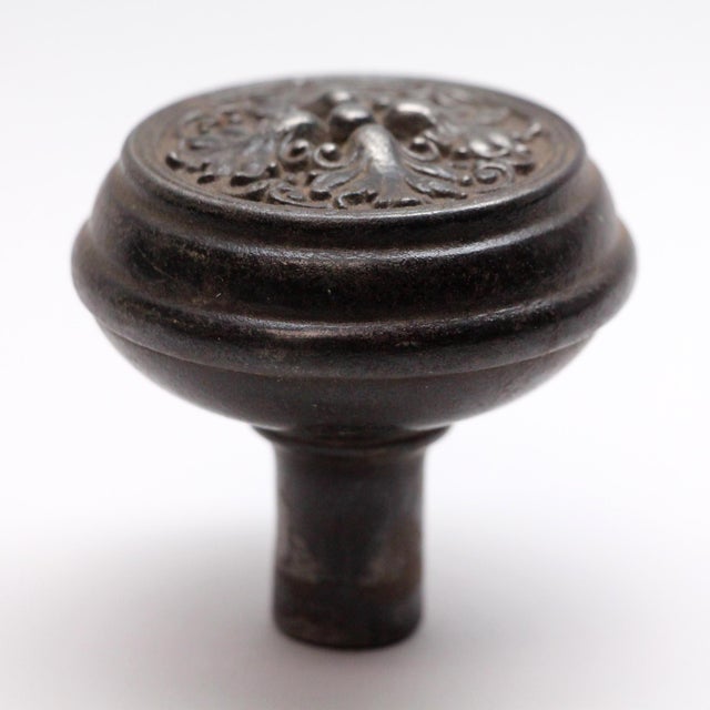 French 1900s Louis XIV Sargent Cast Iron Black 4 Fold Door Knob For Sale - Image 3 of 4