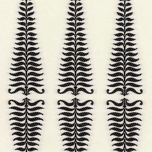 Abstract Schumacher Fern Tree Fabric in Noir/Creme For Sale - Image 3 of 3