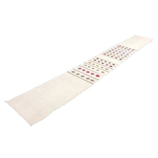 Textile 1960s Vintage Turkish Natural White Kilim Runner- 2′1″ × 17′1″ For Sale - Image 7 of 7