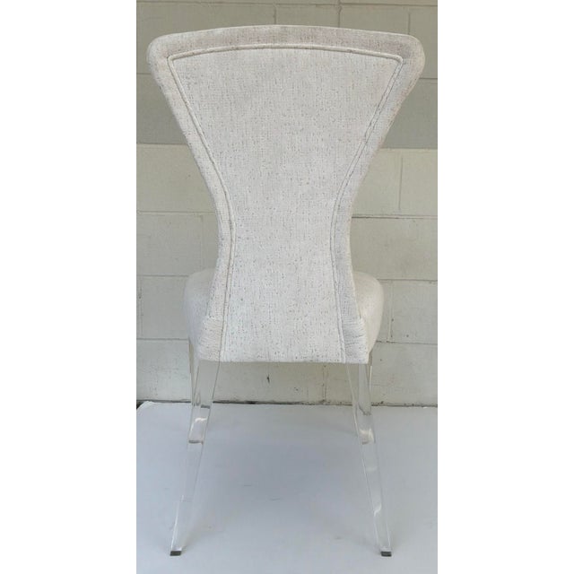 Baker Modern White and Gray Cut Velvet IIa Dining Chairs Set of 6 For Sale In Atlanta - Image 6 of 8