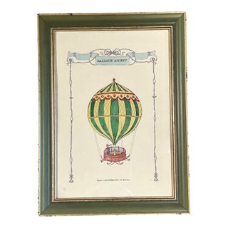 Vintage Framed Hot Air Balloon Print For Sale