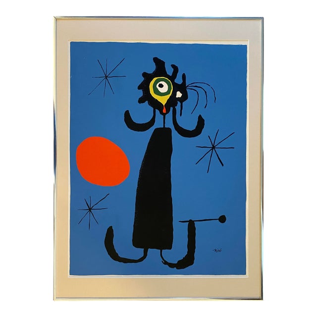 Antique Silk Screen Print of Miro's Personage, Vintage, Signed For Sale