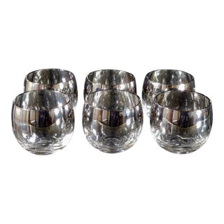 Vintage c.1960's Dorothy Thorpe Style Silver Ombre Roly Poly Glasses - Set of 6 For Sale