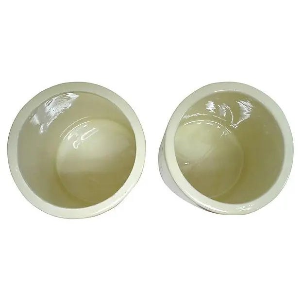 Mid-Century Ceramic Kitchen Canister Set of 4 in Off White and Orange For Sale - Image 4 of 4