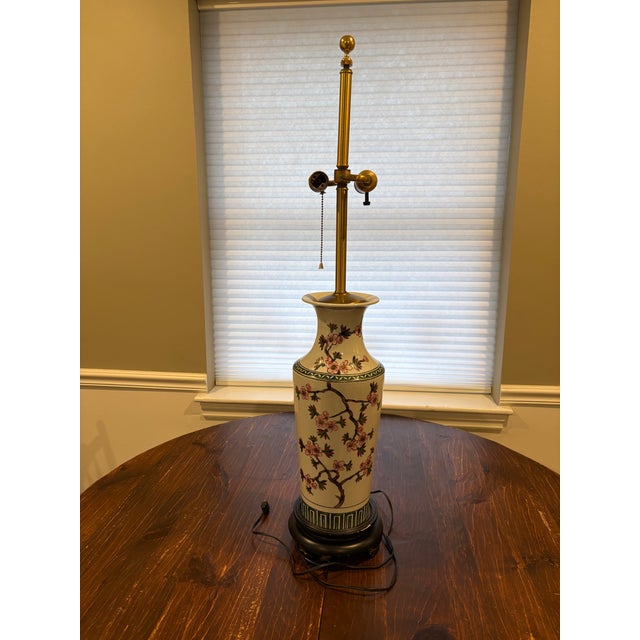 Off-white Mid 20th Century Norman Perry Cherry Blossom Porcelain Lamp For Sale - Image 8 of 16