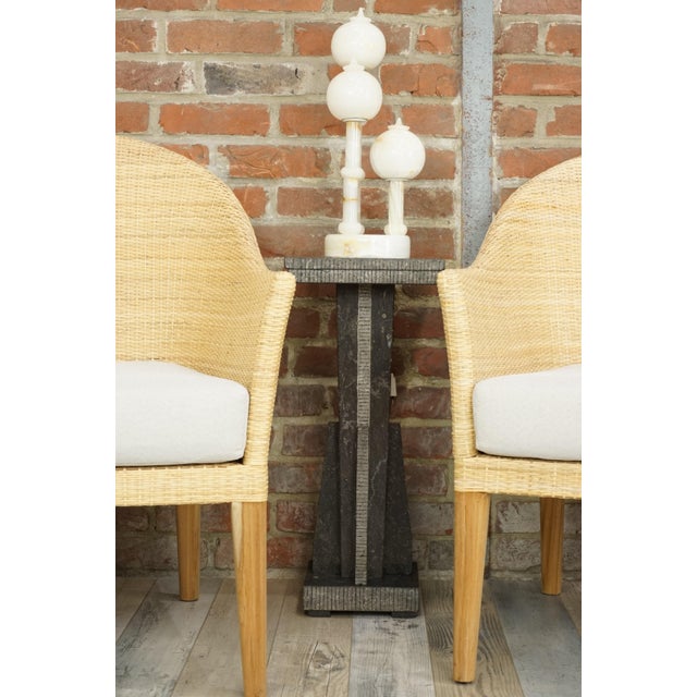 Wood and Rattan Armchairs, Set of 2 For Sale - Image 4 of 5