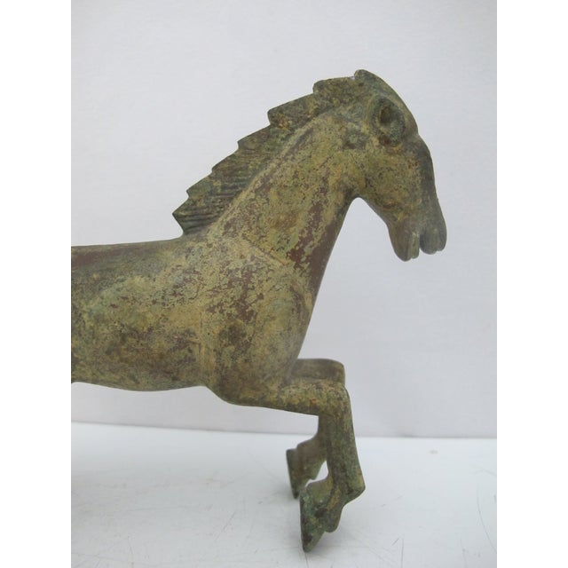 Vintage Chinese Bronze Han Dynasty Style Galloping Horse Statue Figurine For Sale - Image 10 of 10