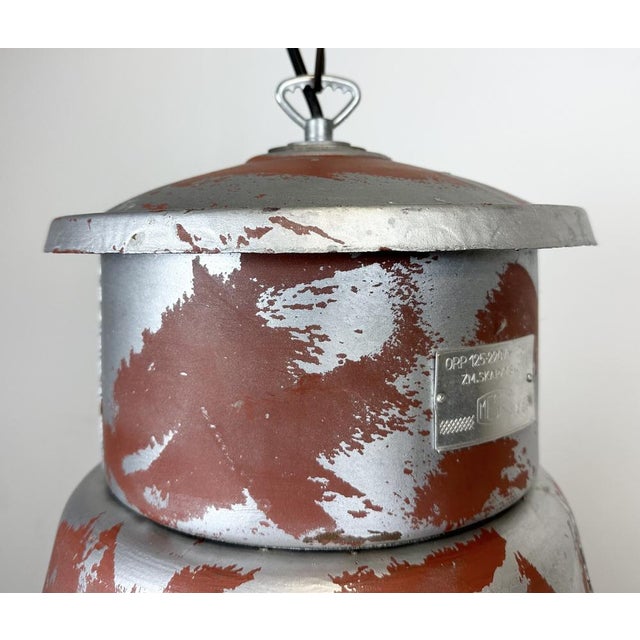 Industrial Cage Factory Pendant Lamp with Glass Cover from Mesko, 1970s For Sale - Image 4 of 18