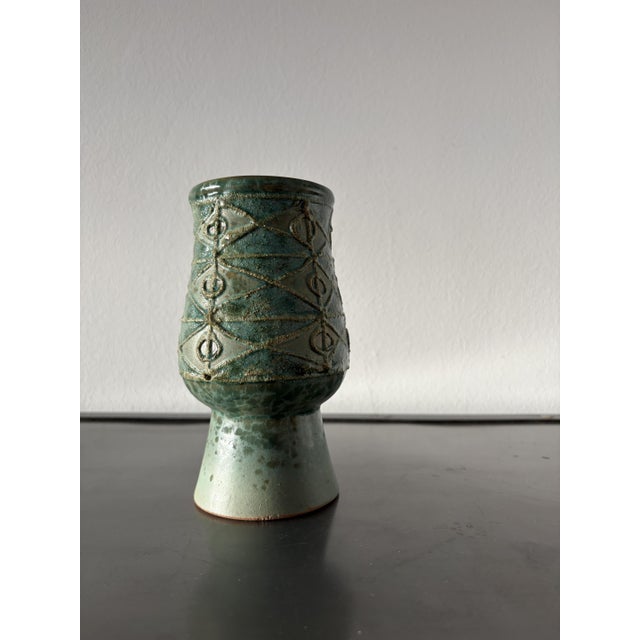 Turquoise Aesthetic Chalice Vase from Strehla Keramik, 1960s For Sale - Image 8 of 16
