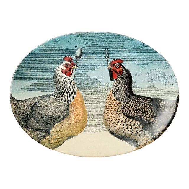 John Derian Fall Thanksgiving Chicken/Rooster Platter For Sale