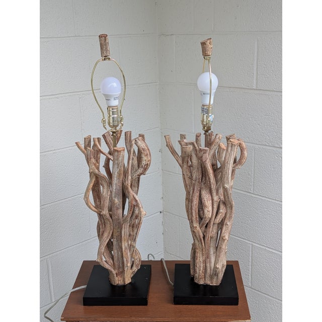 Vintage Driftwood Table Lamps - A Pair For Sale In Washington DC - Image 6 of 10