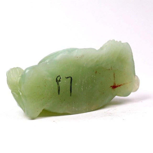 Chinese Carved Green Jade Maitreya Laughing Buddha Figure For Sale - Image 11 of 15