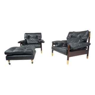 Set of Sella Armchairs with Ottoman attributed to Carlo De Carli for Sormani, 1960s For Sale