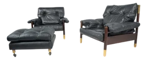 Set of Sella Armchairs with Ottoman attributed to Carlo De Carli for Sormani, 1960s