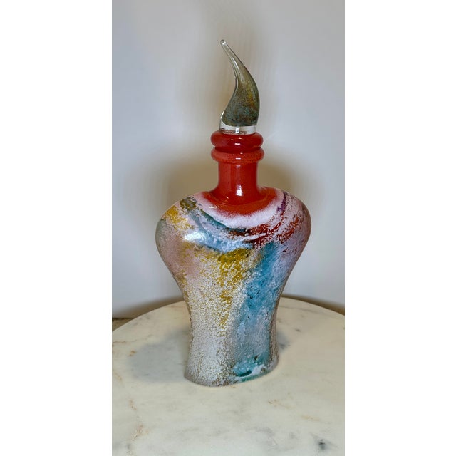 Red Kjell Engman for Kosta Boda Signed Sculptural Art Glass Decanter | 1990s For Sale - Image 8 of 14