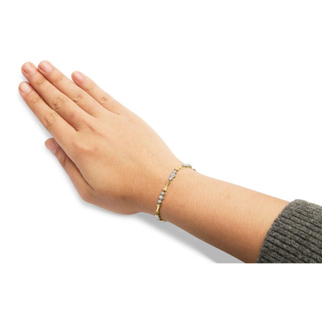 10k Gold 1/3 Cttw Diamond Miracle Set Alternating Bar and Link 