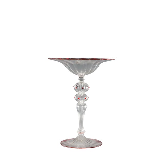 Browded Stem Raised Glass with Two Dots Spheres from Cortella & Ballarin For Sale