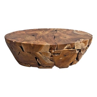 Oval Teak Root Coffee Table For Sale