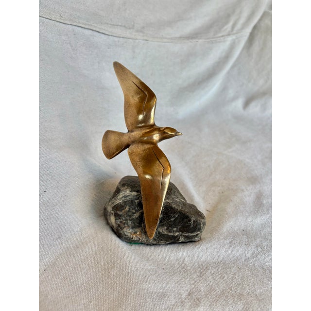 French 20th Century French Charles Reussner Bronze Seagull Sculpture For Sale - Image 3 of 9