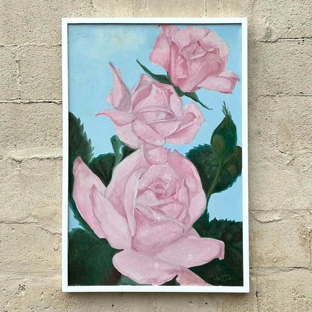 Bring a burst of bohemian beauty to your space with this vintage floral oil painting on canvas. Rich, vibrant colors and...