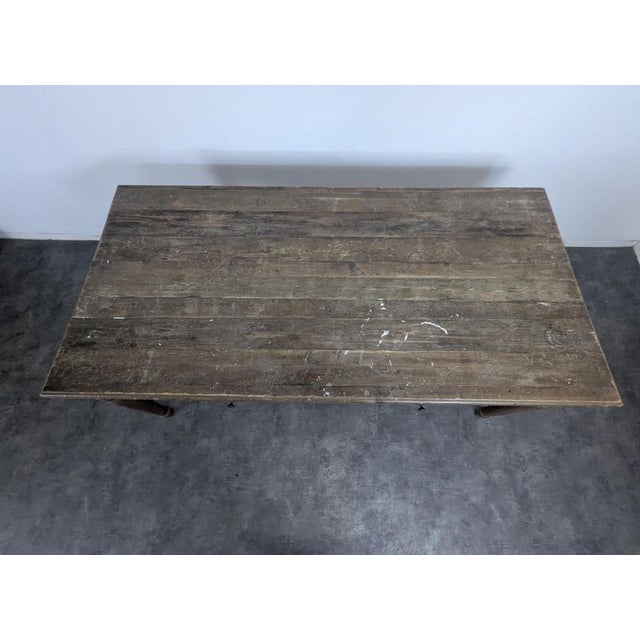 Contemporary Rustic Farmhouse Table in Wood For Sale - Image 3 of 8
