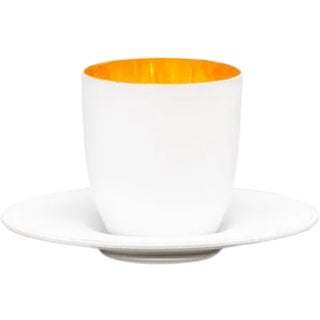 Nicolette Mayer Oro 24k Crystal Espresso Cup with Saucer, White, in Gift Tube For Sale