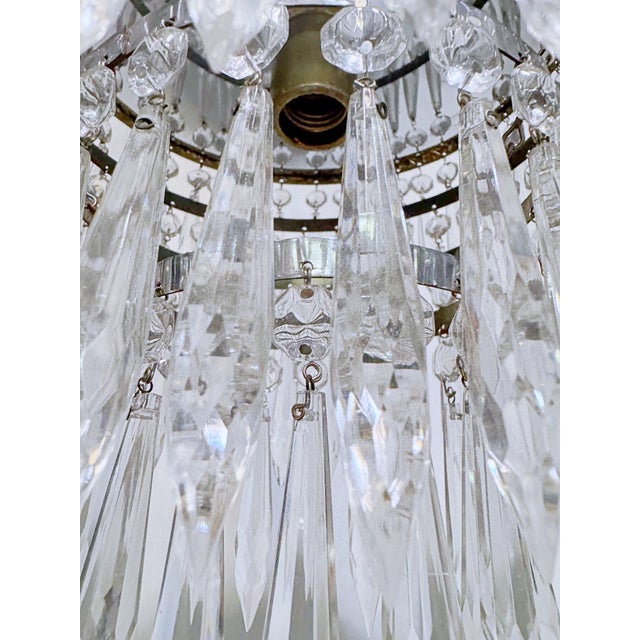 Brass Vintage 1960s Italian Brass Rim Upside Down Layered Chandelier For Sale - Image 8 of 9