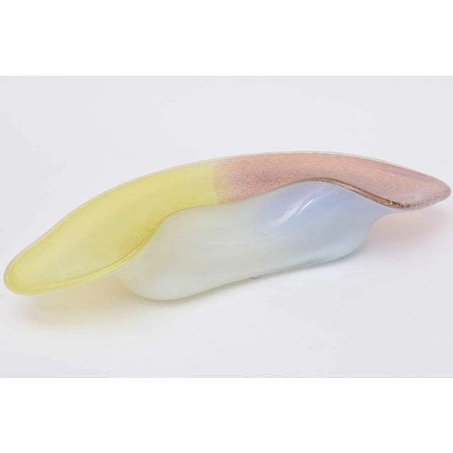 Glass Vintage Murano Seguso Large Sculptural Glass Bowl With Gold Aventurine Purple and Yellow For Sale - Image 7 of 11