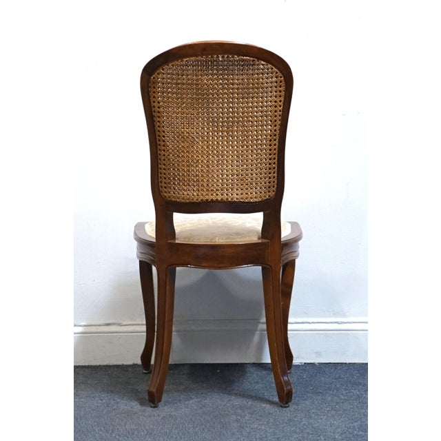 High End Vintage Country French Provincial Solid Cherry Cane Back Dining Side Chair For Sale In Kansas City - Image 6 of 9