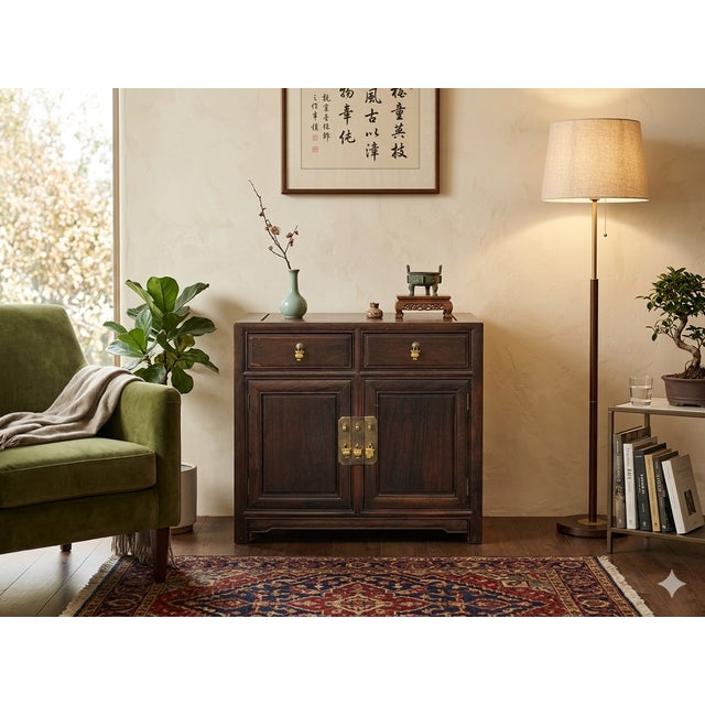 Vintage Brown Wood Patina Deep Wide Side End Table Nightstand Cabinet For Sale In San Francisco - Image 6 of 10