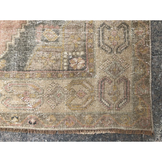 Turkish Vintage Faded Oushak Rug- 3′7″ × 6′9″ For Sale - Image 10 of 11