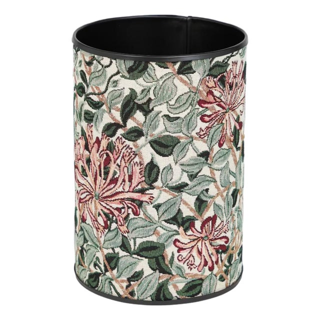 Honeysuckle Green Tapestry Waste Bin For Sale