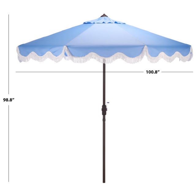 Modern Torsa 9 Ft Crank Umbrella, Baby Blue/Brown Pole For Sale - Image 3 of 9