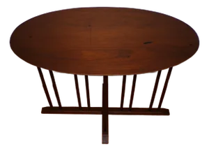 Vintage Mid Century Walnut Oval Surfboard Cocktail Table Spindle Side Table