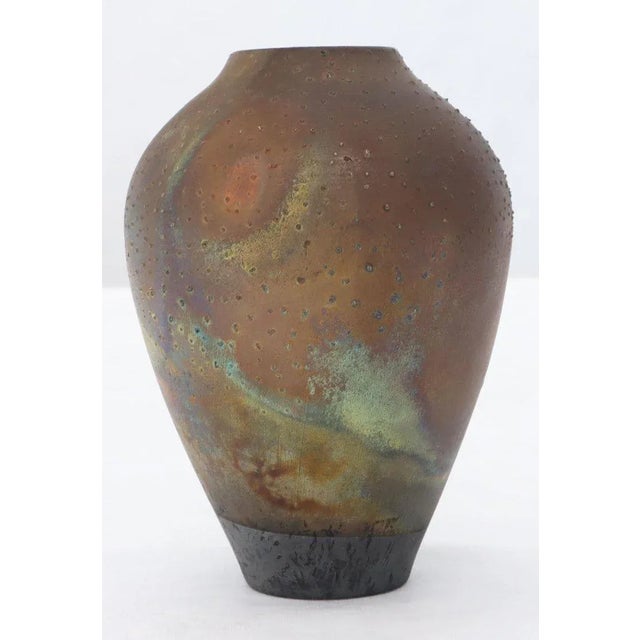 Raku Fired Baluster Shape Mid-Century Modern Porcelain Vase For Sale - Image 11 of 11