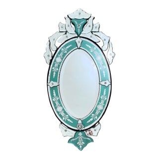 Early 20th Century Venetian Glass Mirror - Etched & Reverse Painted For Sale