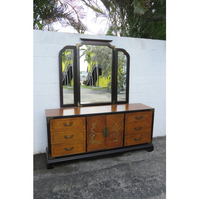 Bassett Hollywood Regency Trifold Vanity Dresser Bathroom Wall Mirror For Sale - Image 11 of 12