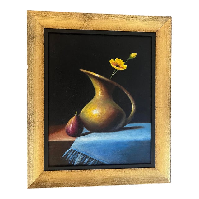 Vintage Unsigned Original Realism Still Life Oil Painting Professionally Framed For Sale