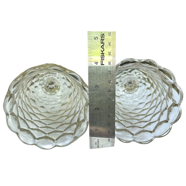 Glass Antique Early American Pressed Glass Spooner or Celery Vases Honeycomb Pattern, Circa 1880s - A Pair For Sale - Image 7 of 7