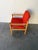 Vintage Danish Oak Lounge Chair by Skive Møbelfabrik – Mid-Century Modern Armchair, Red Upholstery For Sale - Image 4 of 9