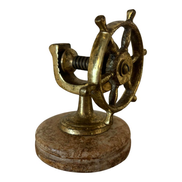 Vintage English Brass Ship's Wheel Nutcracker For Sale